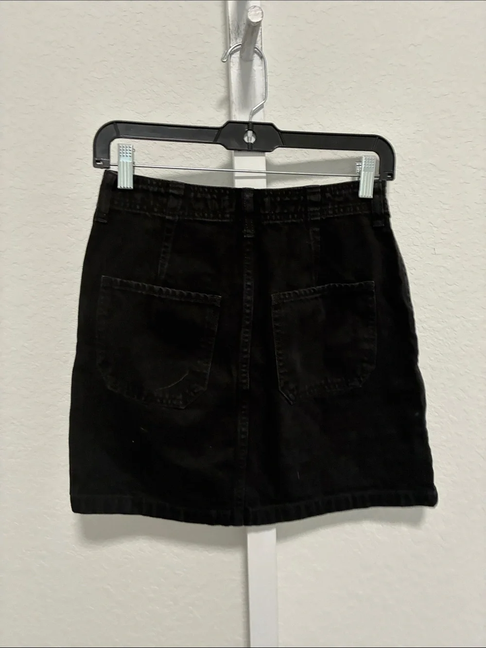 Hollister Ultra High Rise Black Button-Front Denim Mini Skirt